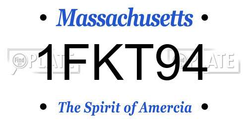 1FKT94 Massachusetts License Plate