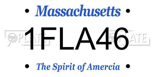 1FLA46 Massachusetts License Plate