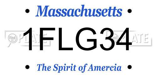 1FLG34 Massachusetts License Plate