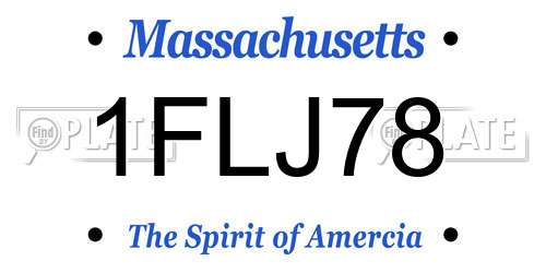 1FLJ78 Massachusetts License Plate