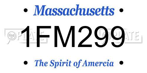 1FM299 Massachusetts License Plate