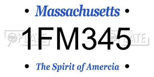 1FM345 Massachusetts License Plate