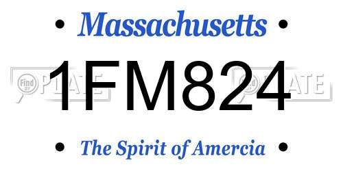 1FM824 Massachusetts License Plate