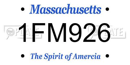 1FM926 Massachusetts License Plate