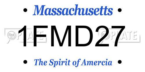 1FMD27 Massachusetts License Plate