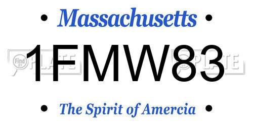 1FMW83 Massachusetts License Plate