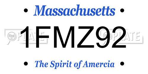 1FMZ92 Massachusetts License Plate