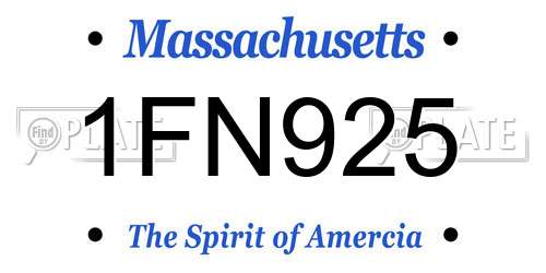 1FN925 Massachusetts License Plate