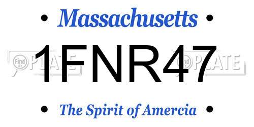 1FNR47 Massachusetts License Plate