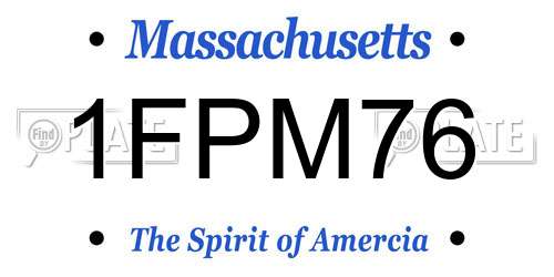 1FPM76 Massachusetts License Plate