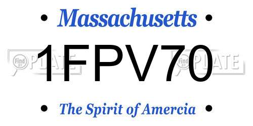1FPV70 Massachusetts License Plate