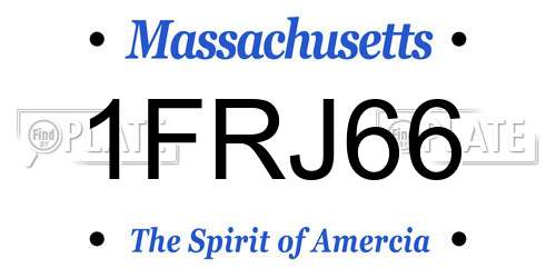 1FRJ66 Massachusetts License Plate