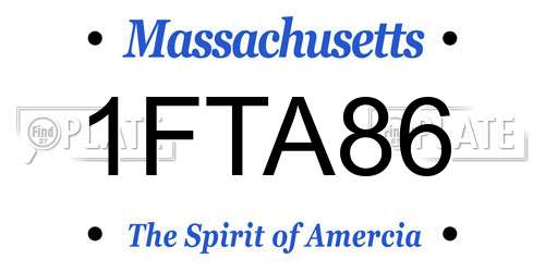 1FTA86 Massachusetts License Plate