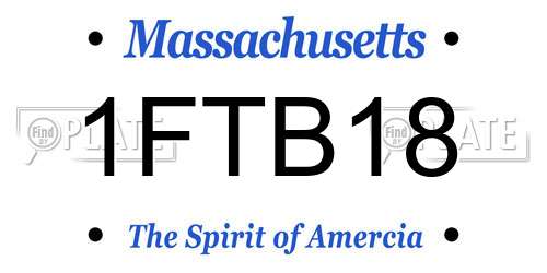 1FTB18 Massachusetts License Plate