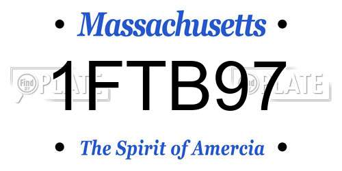 1FTB97 Massachusetts License Plate