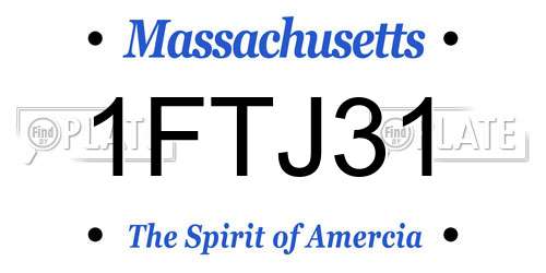 1FTJ31 Massachusetts License Plate
