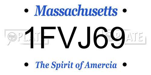 1FVJ69 Massachusetts License Plate