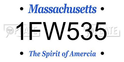 1FW535 Massachusetts License Plate