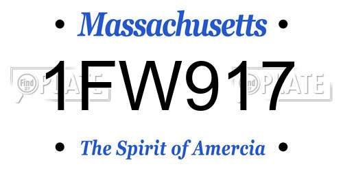 1FW917 Massachusetts License Plate