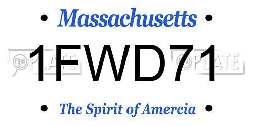 1FWD71 Massachusetts License Plate