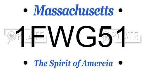 1FWG51 Massachusetts License Plate