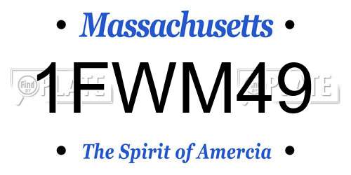 1FWM49 Massachusetts License Plate