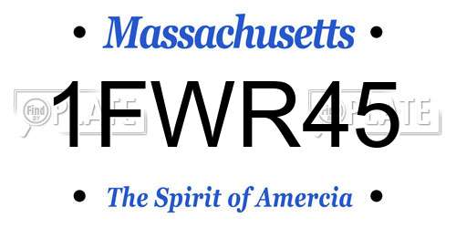 1FWR45 Massachusetts License Plate