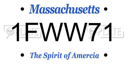 1FWW71 Massachusetts License Plate