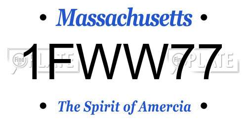 1FWW77 Massachusetts License Plate