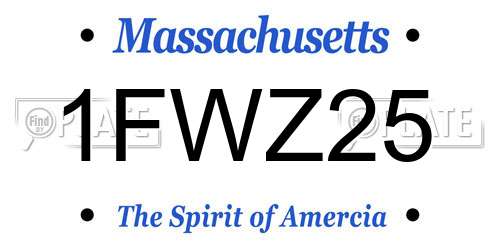 1FWZ25 Massachusetts License Plate