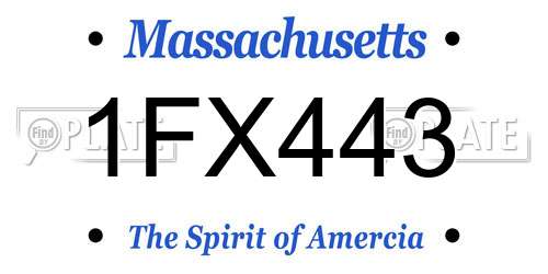 1FX443 Massachusetts License Plate