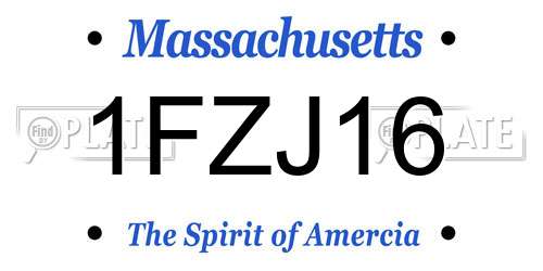 1FZJ16 Massachusetts License Plate