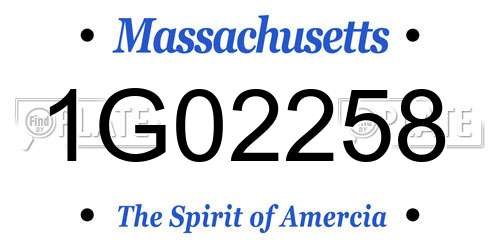 1G02258 Massachusetts License Plate