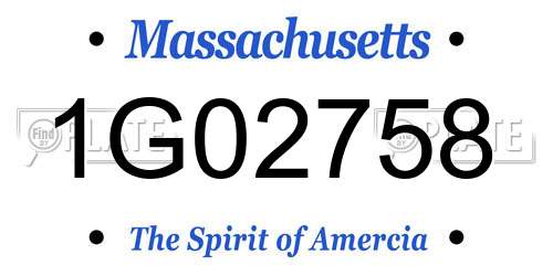 1G02758 Massachusetts License Plate