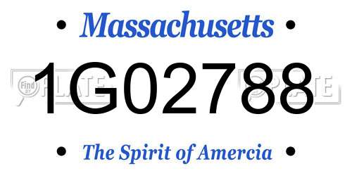 1G02788 Massachusetts License Plate