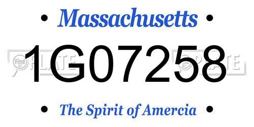 1G07258 Massachusetts License Plate