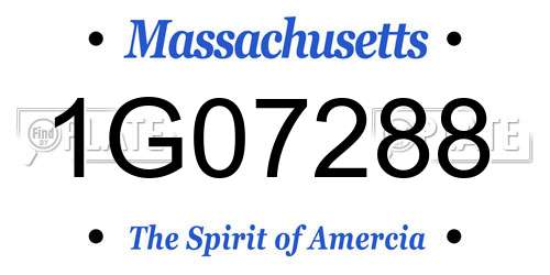 1G07288 Massachusetts License Plate