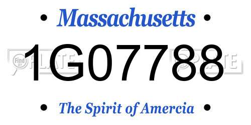 1G07788 Massachusetts License Plate