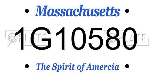 1G10580 Massachusetts License Plate