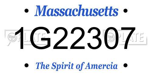 1G22307 Massachusetts License Plate