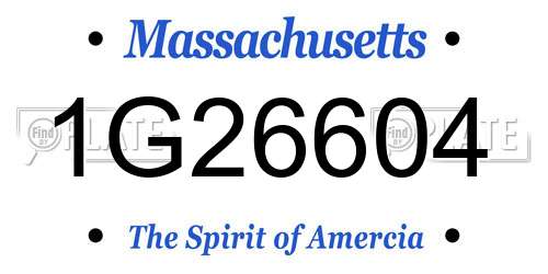 1G26604 Massachusetts License Plate