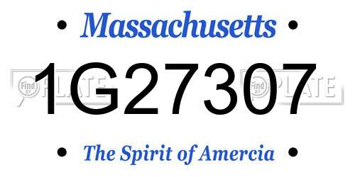 1G27307 Massachusetts License Plate