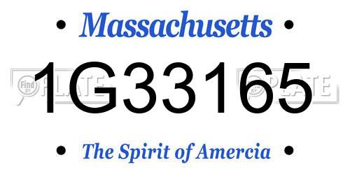 1G33165 Massachusetts License Plate