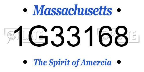 1G33168 Massachusetts License Plate