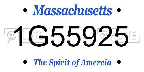 1G55925 Massachusetts License Plate