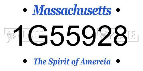 1G55928 Massachusetts License Plate
