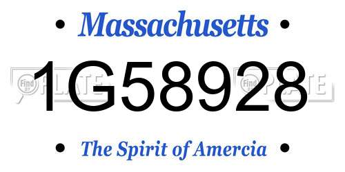 1G58928 Massachusetts License Plate