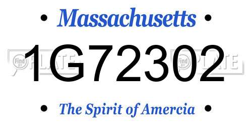 1G72302 Massachusetts License Plate
