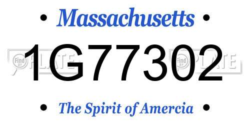 1G77302 Massachusetts License Plate