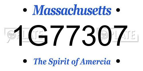 1G77307 Massachusetts License Plate